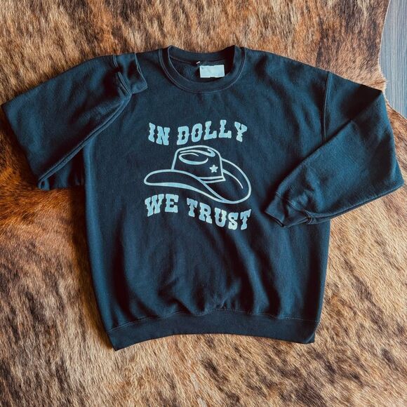 Vintage Dolly Parton In Dolly We Trust Black Sweatshirt - Picture 2 of 3